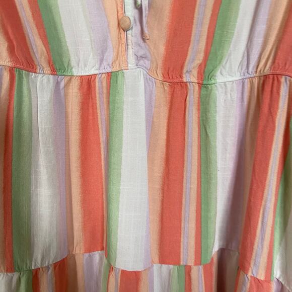 Torrid Women's Size 5 Multicolor Striped Rayon Slub Button-Front Tiered Tank - Picture 4 of 11